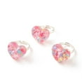 thumbnail image 1 of 30 pc 3D Resin Heart with Star Adjustable Ring Brass Jewelry for Women Platinum Hot Pink US Size 3(14mm), 1 of 7