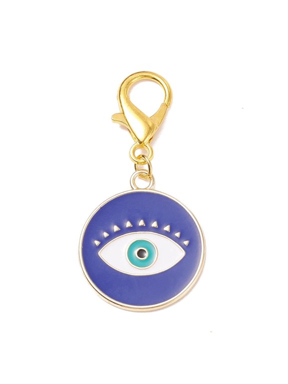 30 pc Alloy Enamel Pendant Decorations with Alloy Lobster Claw Clasps Clip-on Charms for Keychain Purse Backpack Ornament Stitch Marker Flat Round Mixed color 51mm