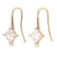 thumbnail image 1 of 30 pc Brass Earring Hook Ear Wire with Vertical Loop Cubic Zirconia Clear Nickel Free Real 18K golden Plated 24x9mm Hole: 1.2mm 18 Gauge Pin: 1mm, 1 of 3