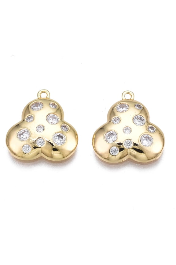 30 pc Brass Micro Pave Clear Cubic Zirconia Charms Nickel Free Cloud Real 18K Gold Plated 15x14x3mm Hole: 1mm