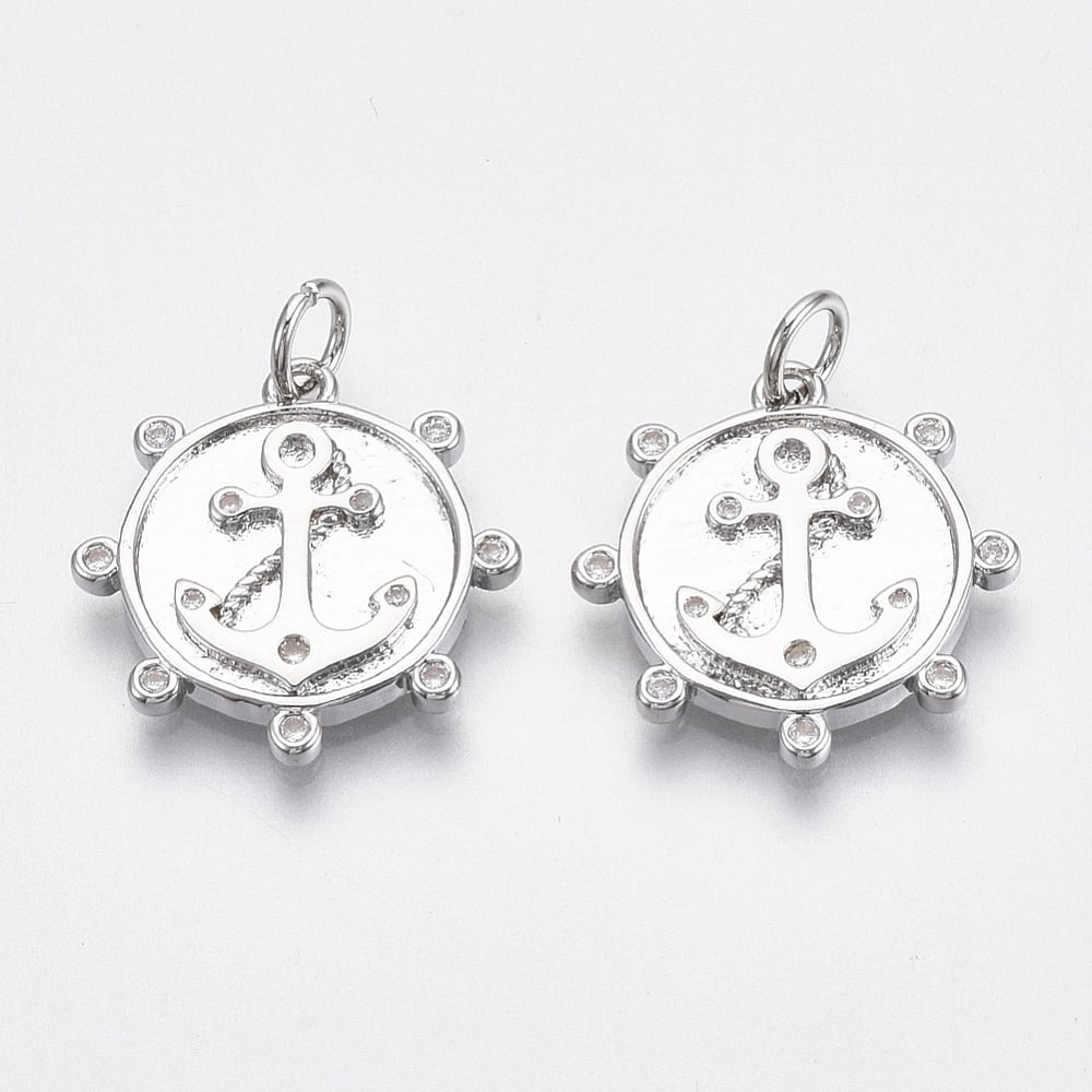30 pc Brass Micro Pave Clear Cubic Zirconia Pendants Nickel Free Real Platinum Plated 18.5x18x2mm Jump Ring: 5x0.8mm Inner Diameter: 3mmDIY