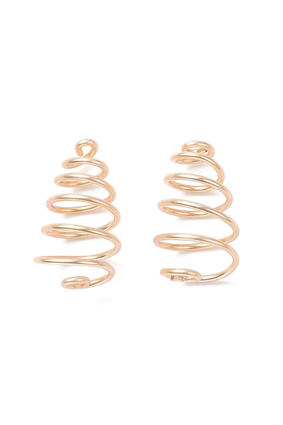 30 pc Brass Wire Pendants Spiral Bead Cage Pendants Light Gold 21x6~12.5mm Hole: 10.5mm