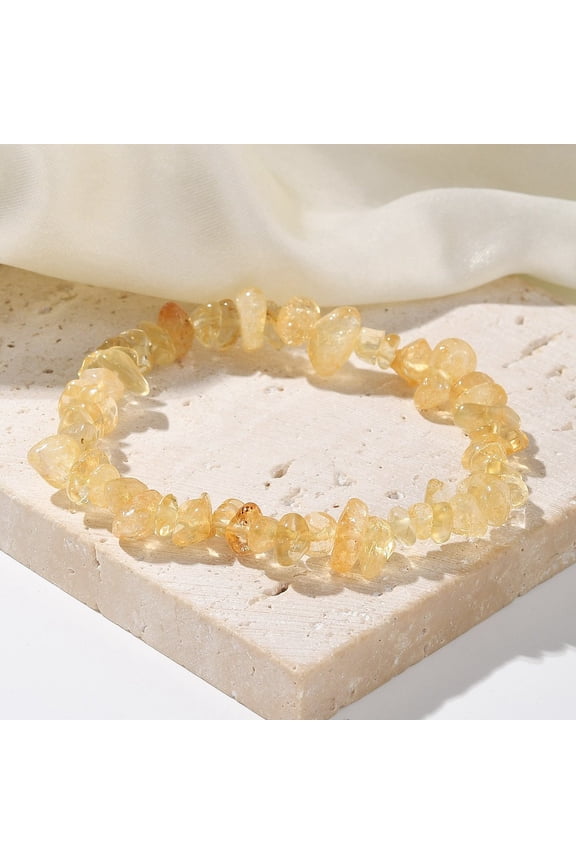 30 pc Chips Natural Citrine(Dyed & Heated) Beaded Stretch Bracelets 1-3/4 inch(4.5cm)