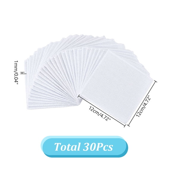30 pc Cotton Polyester Bookmarks for Cross Stitch Making Square White 120x120x1mm