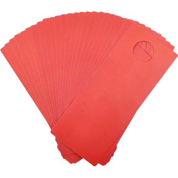 30 pc Frosted PVC Blank Doorknob Labels for Home Office Hotel Restaurant Rectangle Red 20.3x8.2x0.038cm Hole: 3.175cm
