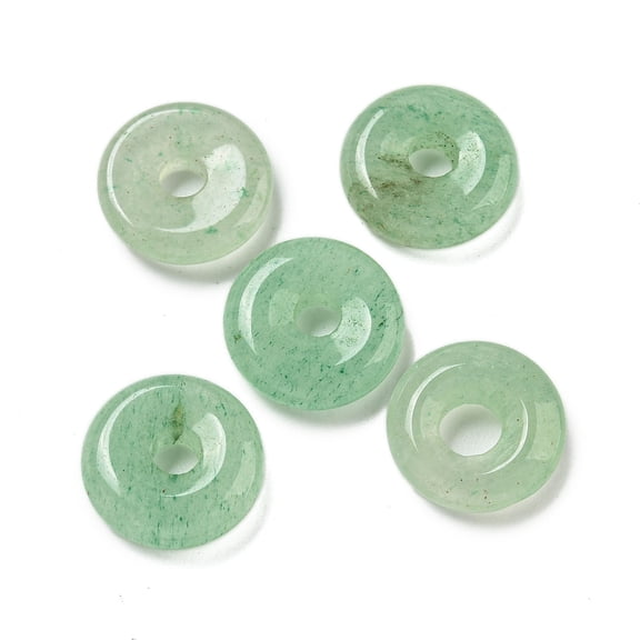 30 pc Natural Green Aventurine Donut/Pi Disc Charms 12~13x3~4mm Hole: 3mm