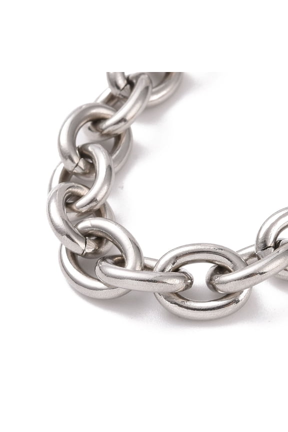 30 pc Non-Tarnish 304 Stainless Steel Chunky Cable Chains Bracelet for Men Women Stainless Steel color 7-1/2 inch(19cm)
