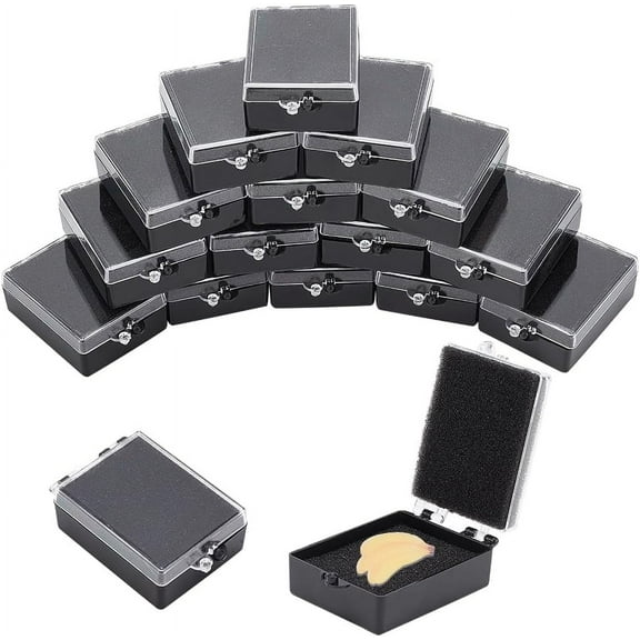 30 pc Rectangle Plastic Denture Storage Boxes False Teeth Case with Sponge Inside Dentistry Tools Black 6.65x4.35x2.25cm for DIY