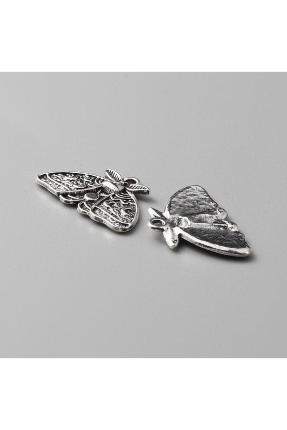 30 pc Tibetan style Alloy Pendants Moth with Moon Phase Charm Antique Silver 16x24.5x2mm Hole: 1.8mm