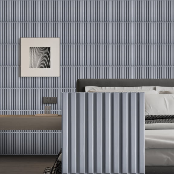 30 pcs 11.8" x 11.8" Slat Wall Panel, 3D Fluted Textured Panel. - Gray (29 sq. ft./Box)