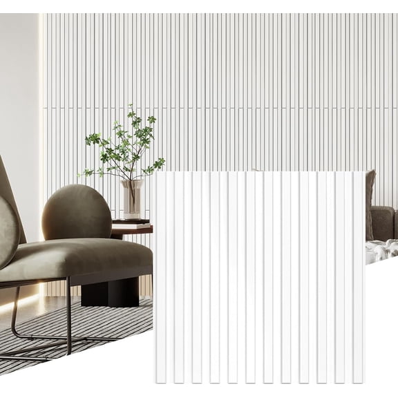 30 pcs 11.8" x 11.8" Slat Wall Panel, 3D Fluted Textured Panel. - White (29 sq. ft./Box)