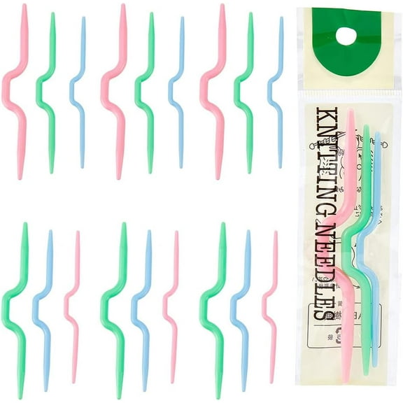 30 pcs 3 Sizes ABS Plastic Knit Cable Stitch Knitting Needles Smooth Crochet Hook Crooked Needle Twist Curved Hand Knit Knitting Needles 90-108mm DIY