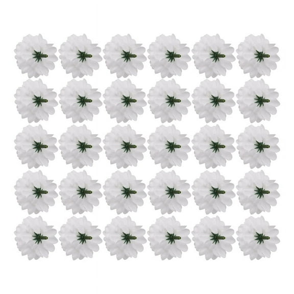 30 pcs Carnations Artificial Flower Silk Spherical Heads White