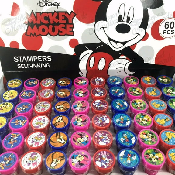 30 pcs Mickey Mouse & Minnie Mouse Self-inking Stamps Stampers Birthday Boys Girls Teen Party Favors