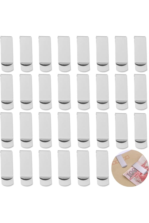 30 pcs Money Clip, Stainless Steel Wallet Credit Card Holder Cash Clip for Men Women, Business Card Holder Pocket for Front Pocket Minimalist Wallet Clip - Silver