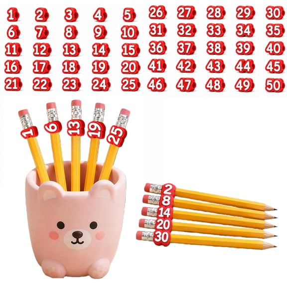 30 pcs Numbered Pencil Toppers, Pencil Tracking Markers, Reusable Classroom Pencil Labels, For Classroom Organization and Supply Tracking Station.
