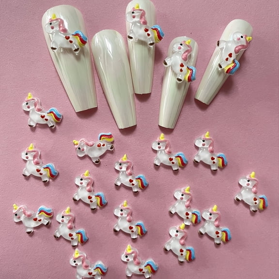 30 pcs Unicorn Nail Art Decorations - 3D Resin Charms for Gel and Acrylic Nails - Cute and Easy to Apply - Perfect for DIY Nail Designs and Crafts