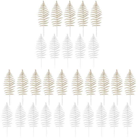 30 pcs Xmas Decor Simulation Leaf Adornment Lifelike Leaf Ornment Photography Props for Party Home Decoration (Golden + Silver)