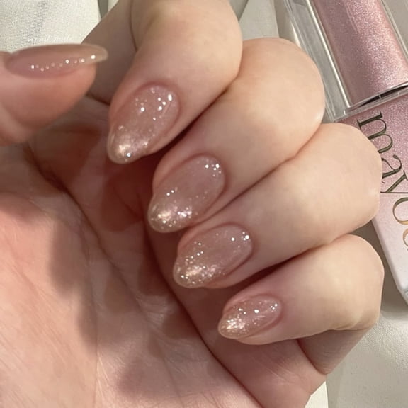 30 pcs cat eye flash wearing nail flash powder nail art nail piece short almond wear nail piece finished product wholesale