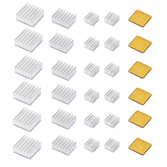 30-piece Raspberry Pi 4 heat sink set, includes thermal conductive adhesive tape, aluminum heat sink cooler and copper heat sinks, suitable for Raspberry Pi +2/3/4/5