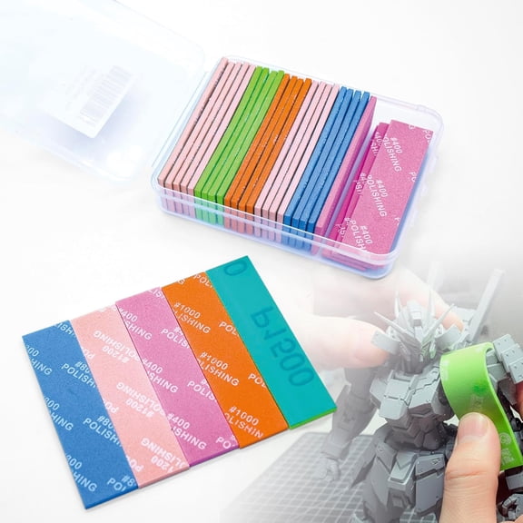 30 pieces model sanding sponge set, includes 6 grits 400/600/800/1000/1200/1500, waterproof wet and dry sanding blocks suitable for wood, metal, plastic, hobbies, models, reusable sandpaper combinati