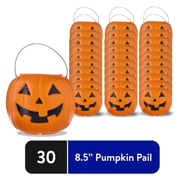 30ct - 8" Orange Pumpkin Pail Halloween Trick-or-Treat Basket, by Way To Celebrate