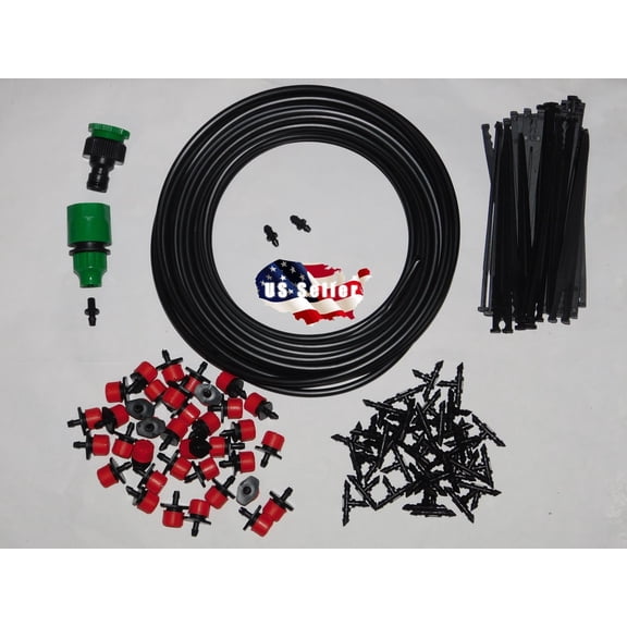 30 plants Drip Irrigation System, Plant Self Watering, 80Ft 1/4 tubing.