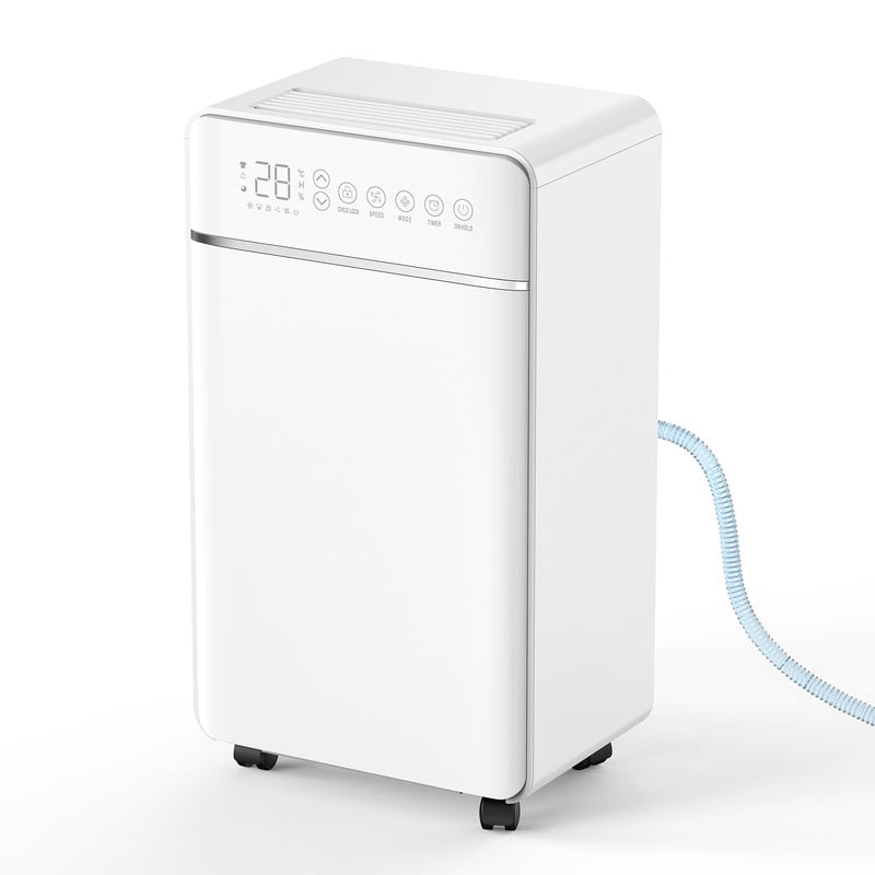 30 pt. 2000 sq.ft. Dehumidifier for Home with Bucket, Drain Hose, in White, Cloth Dry