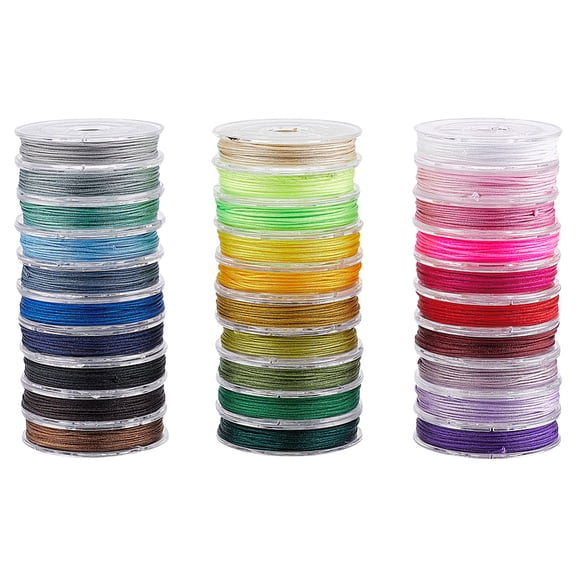 30 rolls 30 colors Nylon Thread Chinese Knot Cord Round Mixed color 0.8mm about 7.65~9.84 yards(7~9m)/roll 1 roll/color