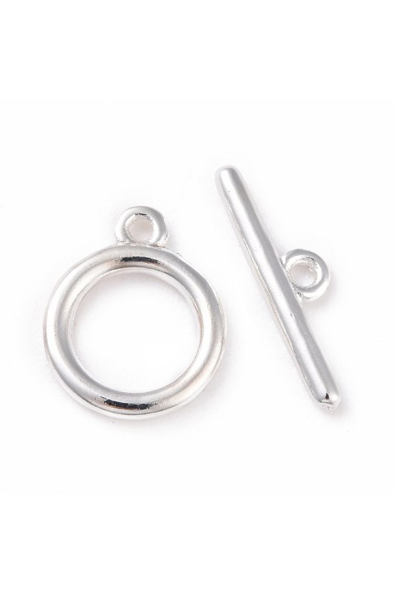 30 set Eco-friendly Brass Toggle Clasps Cadmium Free Lead Free Long-Lasting Plated Ring 925 Sterling Silver Plated Ring: 12x10x1.5mm Bar: 4x13.5x1.5mm Hole: 1.2mm