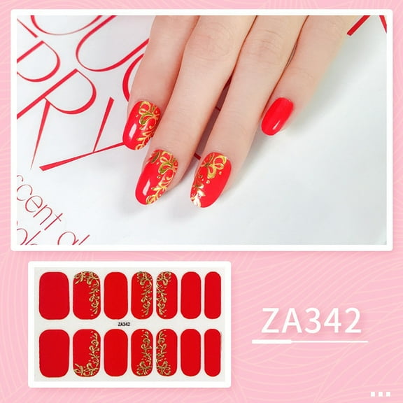 30 sheet Resin Nail Wraps Sticker Gel Nail Stickers Red 12~12.5x7.3~7.5cm