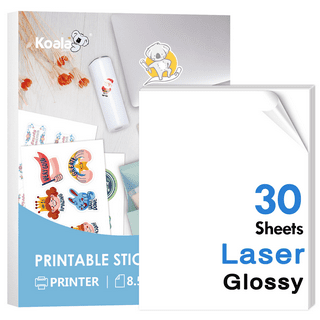 Koala Printable Vinyl Sticker Paper 8.5x11 Inches Waterproof Matte White  Full Sheet Label for Inkjet Printer 20 Sheets, Repositionable Sticker Sheets  