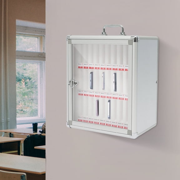 30-slots Lockable Wall Mounted Locker Box Cell Phone Storage Cabinet for Office