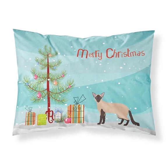 30 x 0.15 x 20.5 in. Colorpoint Longhair Cat Merry Christmas Fabric Standard Pillowcase