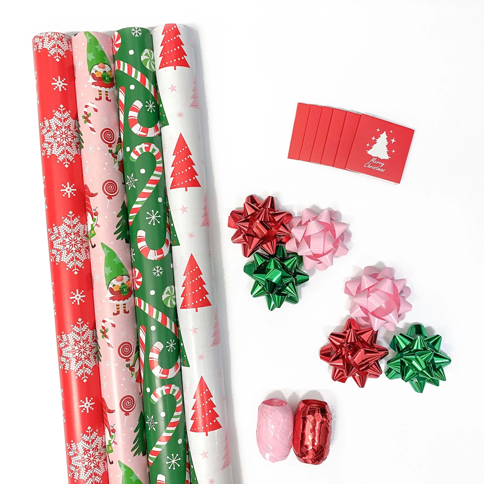 5pcs Christmas Wrapping Paper Roll Santa Snowflakes Gift Wrap for  Birthdays, Graduations, Christmas, Valentine's Day 