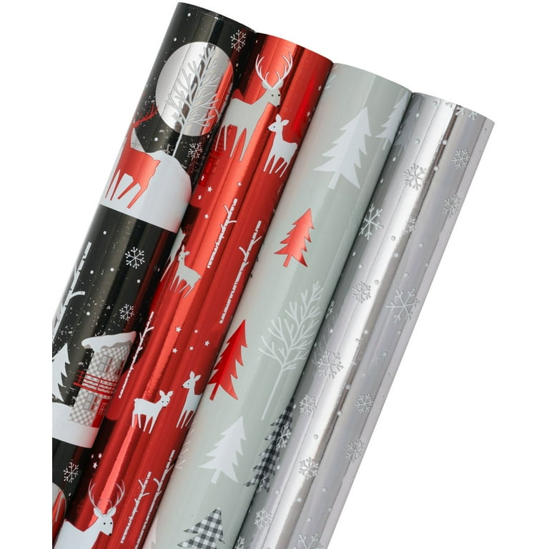 Christma Wrapping Paper Roll 30inchx33 Feet Black Buffalo Plaid House –  WrapaholicGifts