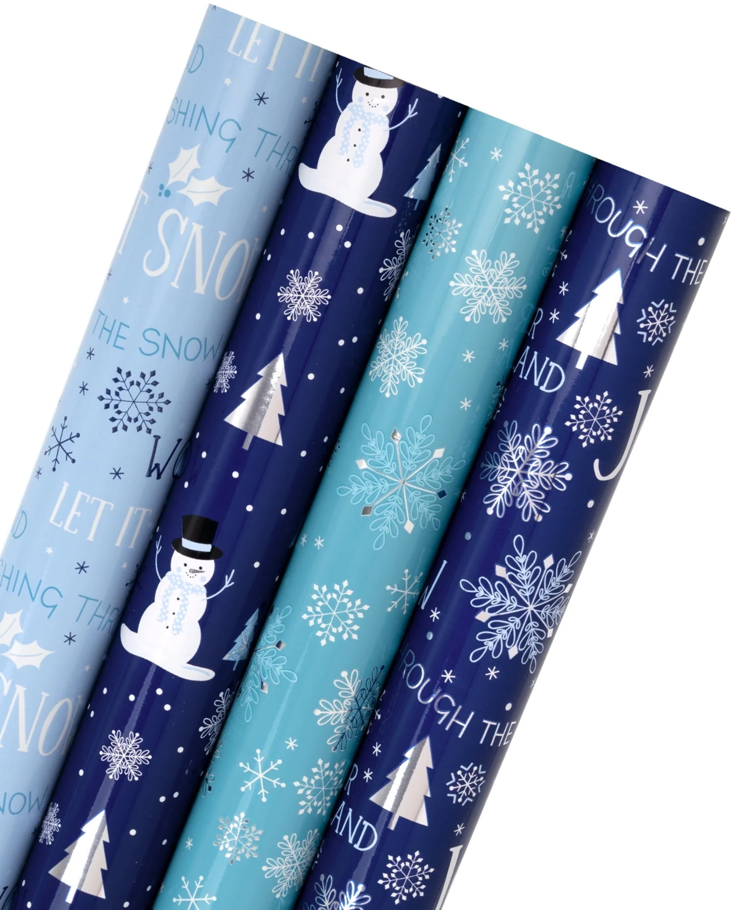 30" x 10&rsquo; Wrapping Paper Bundle (4-pack) | Winter Wonderland Foil
