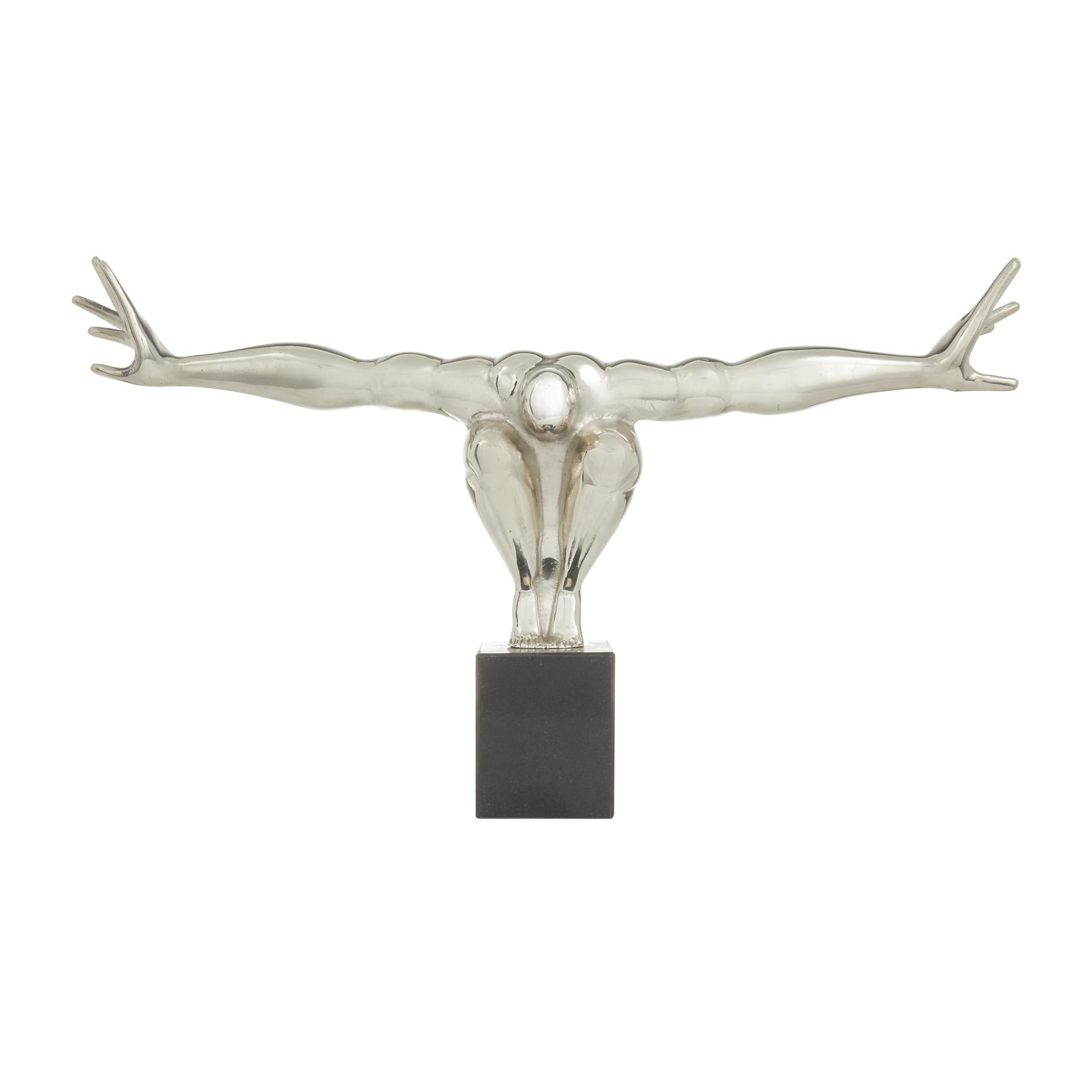 30" x 17" Silver Aluminum Metal Diver Sculpture, by DecMode