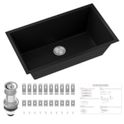 30" x 18" Black Undermount Kitchen Sink   Single Bowl Granite Composite Sink, Large & Deep Easy to Clean Basin for Modern Kitchens