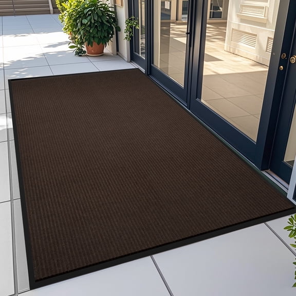 WILALY Weather Resistant Front Door Mat, Waterproof Fade Proof, Non Slip Low Profile Rug for Entryway Patio High Traffic, 30 x 18 inches, Brown