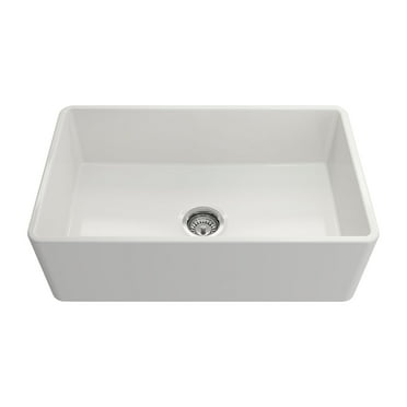 30 x 18 Inch Fireclay Kitchen Sink, Farmhouse Sink, White Fireclay Kitchen sink, Rectangle Single Bowl Apron Front, Plain Ceramic Farm sink