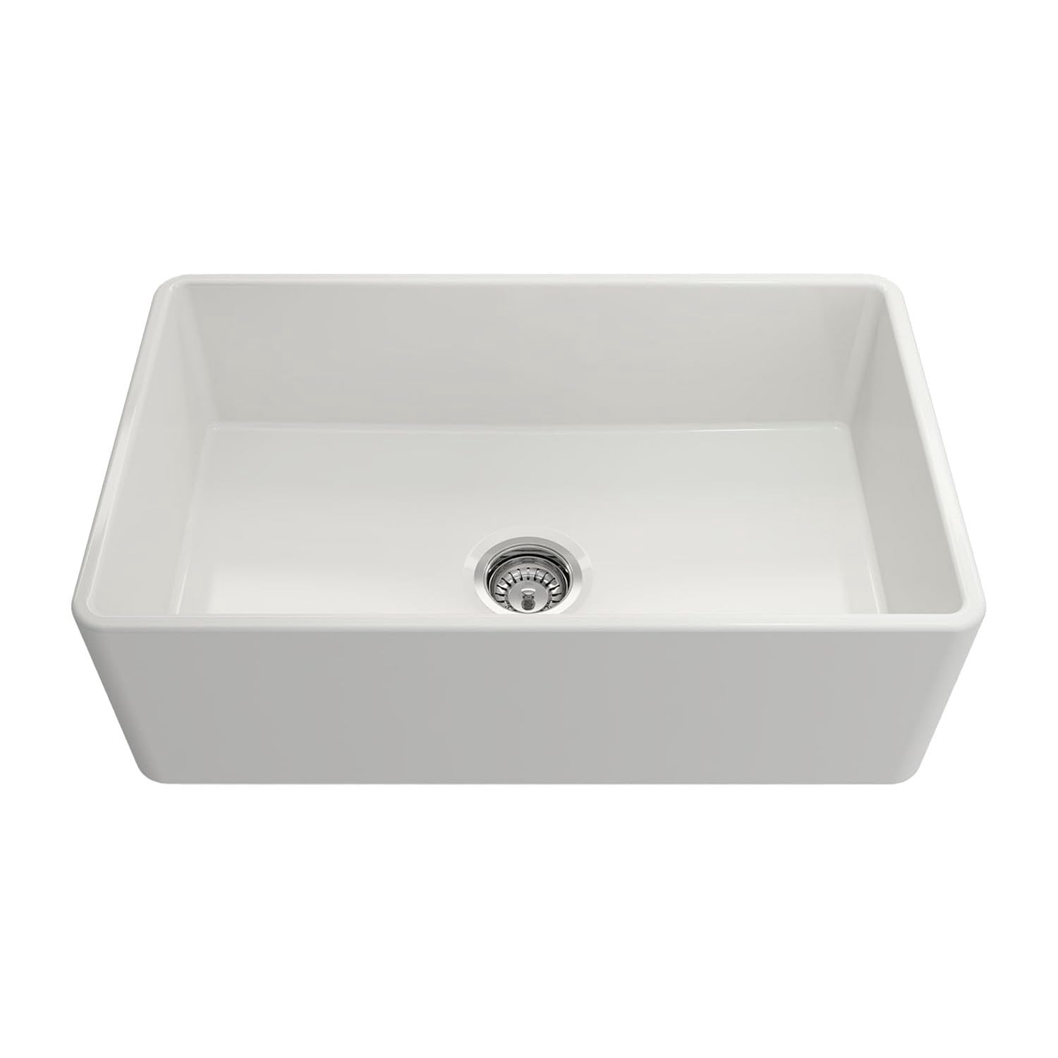 30 x 18 Inch Fireclay Kitchen Sink, Farmhouse Sink, White Fireclay Kitchen sink, Rectangle Single Bowl Apron Front, Plain Ceramic Farm sink