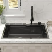 30“ x 18” Stainless Steel Multifunctional Single Sink Recessed Kitchen Sink Multiple Accessories