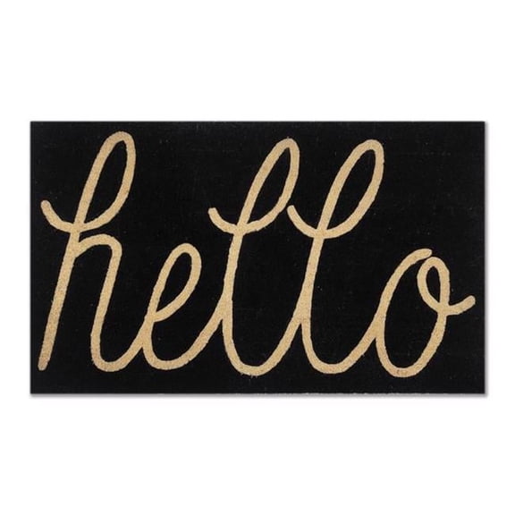 30 x 18 in. Hello Coir Door Mat, Black