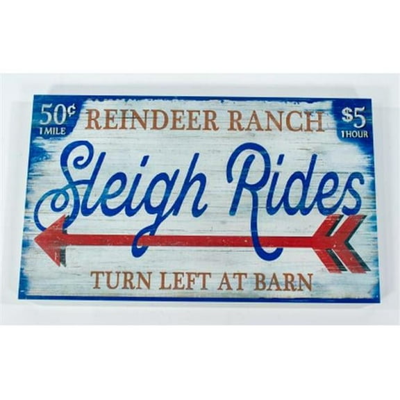 30 x 18 in. Reindeer Ranch Sleigh Rides Wooden Plaque - Multi Color