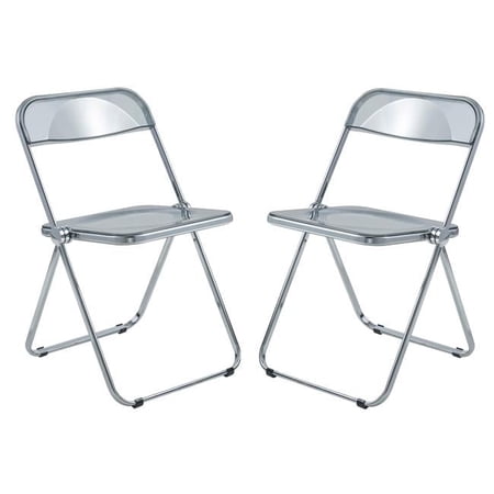 30 x 19 x 18.5 in. Lawrence Acrylic Folding Chair with Metal Frame, Transparent Black - Set of 2