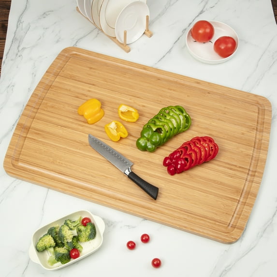 30 x 20 Inch Extra Large Bamboo Cutting Board with Juice Groove, Versatile Stove Top Cover, Over-the-Sink Design, and Butcher Block Chopping Board