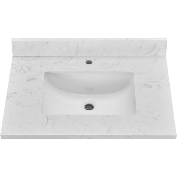 30 x 22 Engineered Stone Vanity Top, White Vanity Sink Top with ...