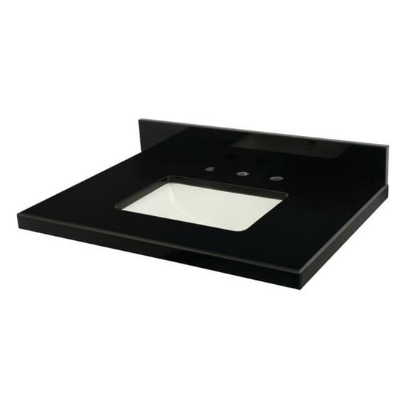 30 x 22 in. Templeton Black Granite Vanity Top with Rectangular Sink, Black & White