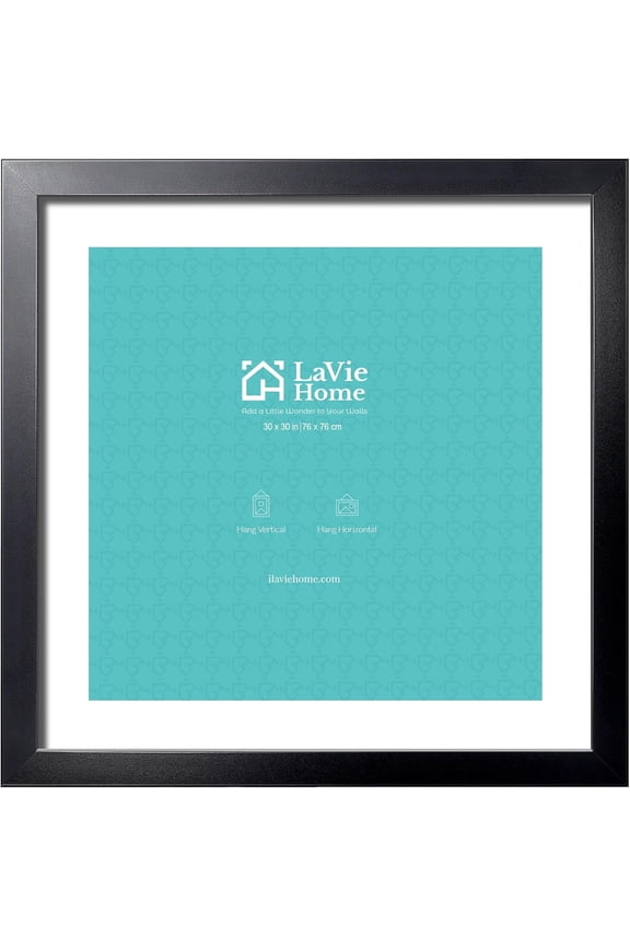 30 x 30 Picture Frame Black Poster Frame, Display Pictures 24x24 with Mat or 30x30 Without Mat, Frame and Polished Plexiglass, Suitable for Photos, Artworks, Posters